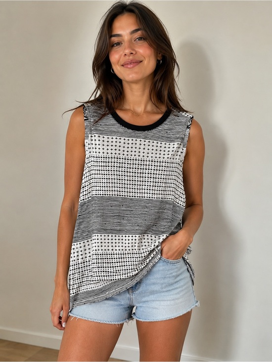 Madewell Tops - Madewell Black & White Patterned Muscle Tank Size M